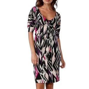 New Diane Von Furstenburg Kitt sheath dress, 100% silk jersey geometric 14